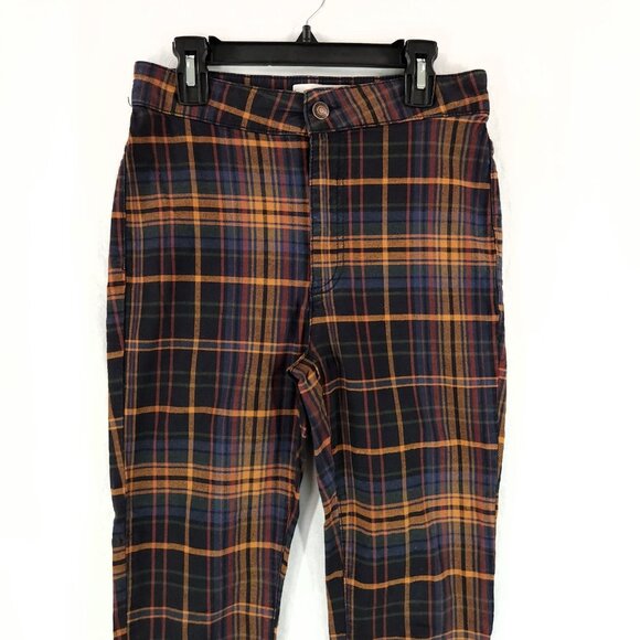 Free People Pants Fall Plaid Size 26 High Rise Soft Trousers Tapared Leg - Picture 9 of 13
